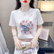 白色短袖t恤女2024夏季新中式国风纯棉体恤气质上衣服女