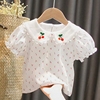 夏装宝宝婴幼儿韩版娃娃领1-4岁时尚，小樱桃打底衫，上衣短袖t恤
