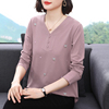 妈妈装纯棉长袖t恤女 2025春秋新款中老年秋衣外穿大码上衣打底衫