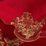 家纺婚庆十件套全棉结婚六件套，红色多件套床单被套喜庆床品qc