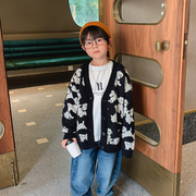男童毛衣外套春秋装2022韩版儿童针织开衫儿童线衫洋气潮上衣