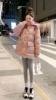 粉色小香风羽绒棉服女短款2023年冬季连帽加厚小个子百搭外套