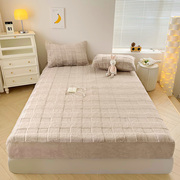 冬季兔绒牛奶绒床笠法兰绒，床垫保护罩珊瑚绒，床单加厚加绒床罩单件