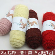 松鼠绒毛线粗线亮丝织围巾手工，编织毛衣外套，羊毛线钩针diy材料包