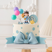 儿童生日蛋糕装饰可爱卡通，兔兔背包女孩摆件白色，云朵气球插件装扮