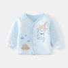 春秋新生儿衣服0-3个月，纯棉婴儿内衣开衫单件，夹棉宝宝保暖打底衣
