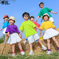 六一儿童演出服幼儿园糖果色，t恤毕业照小学生，班服啦啦队表演服装