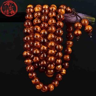 满纹8mm108颗念珠黄花梨手链男女款佛珠手串10mm12mm0.8老料8mm*1