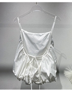 欧美大牌设计师棉质感花苞蓬蓬白色吊带衫小心机高品质露背上衣夏