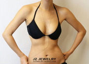 jzbodychain14k欧美长款项链，女bikini性感，胸链内搭铜珠身体链