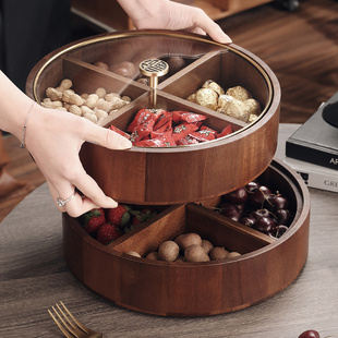 新中式轻奢干果盘糖果盒坚果收纳家用客厅茶几水果过年零食摆放盘