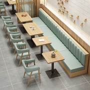 茶餐厅西餐厅主题餐厅奶茶店，咖啡厅饭店食堂，靠墙卡座沙发桌椅组合
