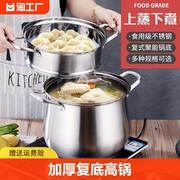 不锈钢高汤锅双层家用大蒸锅电磁炉节能蒸煮奶锅煲汤锅商用食品级