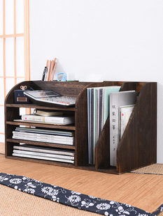 书架桌上学生小书柜子办公收纳桌面置物架实木，架子书桌书橱储物架