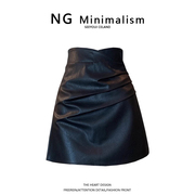 NG Minimalism 2023不规则时尚褶皱a字包臀短裙冬裙