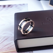 戒指男大宽版欧美黑色潮，时尚个性陶瓷，钛钢食指环单身男士复古戒指