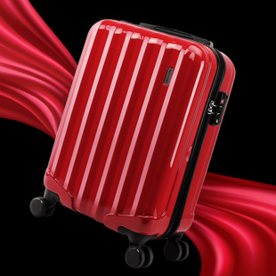 思慕尔纯pc拉链旅行箱男登机箱红色拉杆箱 万向轮女行李箱20 24寸