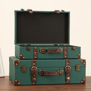 欧式复古手提箱储物木箱子衣服，收纳箱老式皮箱旅行摄影道具整理箱