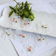 白色花朵布贴蕾丝贴花衣服裙子装饰刺绣欧根纱花朵补丁贴破洞补贴