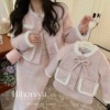Spring韩国童装 粉色甜美减龄小香风亲子套装儿童公主气质呢大衣