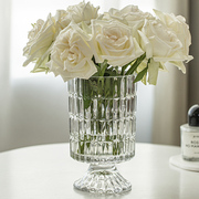 玻璃花瓶摆件客厅插花透明水培，鲜花北欧创意简约高脚杯网红宽口