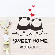 爱情熊猫墙贴纸萌宠儿童房幼儿园墙贴 卧室客厅沙发背景墙贴