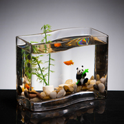 创意鱼缸s形玻璃金鱼缸(金鱼缸)热带鱼，小型桌面迷你水族箱乌龟缸客厅鱼缸