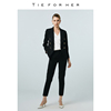 TieForHer OL系列 黑色西装外套九分裤双排扣通勤职业套装女
