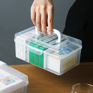 手提小盒子塑料收纳盒透明带盖防尘整理盒，桌面有盖杂物零食储物箱