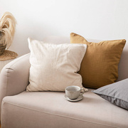 现代简约纯色棉麻沙发抱枕靠垫靠背床头护腰靠枕腰枕抱含芯55x55
