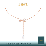 piara2024925银镀18k玫瑰金锆石(金锆石)欧美原创设计蝴蝶结女项链