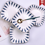 菜盘陶瓷家用盘子日式创意日式网红餐具，ins风深盘碟子方盘早餐盘