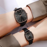 复古简约韩版长方形一对情侣皮带手表女士时尚石英真皮国产腕表