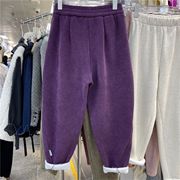 超大码300斤时尚紫色条绒哈伦裤女加厚宽松百搭显瘦大版卫裤子潮2