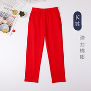 男童红色运动裤夏季长裤儿童红裤子，直筒长裤女童纯红小学生校服裤