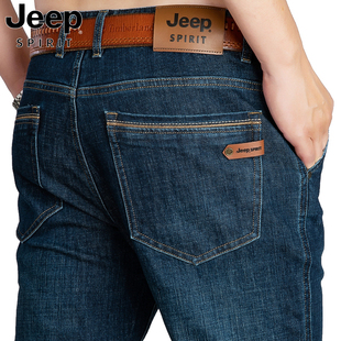 jeep冬季厚款男士牛仔裤2022吉普，中腰直筒宽松时尚百搭男式青年裤