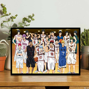 黑子的篮球卡通人物减压手绘填色图画涂鸦diy数字油画卧室装饰画