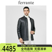 ferrante费兰特男装意式简约时尚，休闲翻领定制ykk拉链皮衣2293-70