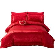 家纺新婚中式婚庆提花四件套大红结婚床上用品1.5m1.8m床双人