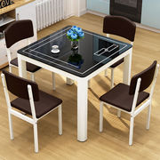 定制不锈钢餐桌长方形钢化玻璃方桌正方形桌四方椅组合轻奢简约型