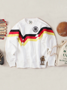 1990世界杯联邦德国刺绣，队徽蝙蝠袖宽松复古运动衫，针织卫衣套头衫