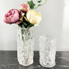 欧式样板房轻奢透明水晶玻璃冰裂花瓶摆件蜡烛台托盘家庭软装饰品