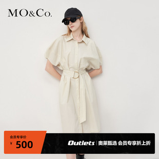 moco奥莱夏衬衫(夏衬衫，)连衣裙简约蝙蝠袖小众设计高级感摩安珂