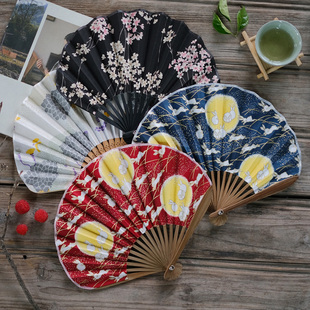 复古小扇子日式和风棉布，折叠扇可爱贝壳，扇夏季随身便携折扇