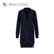 BMW Studio宝马女装针织开衫毛衣女中长款纯色过膝宽松通勤外套