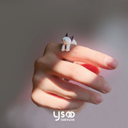 指尖小猫咪元术乐之ysoo原创设计猫咪开口戒指创意