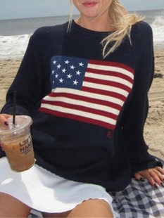 欧美风街头宽松超大针织衫男女通用服饰国家美学针织毛衣sweater