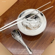 银碗筷三件套银筷子银碗家用银餐具认干亲，百岁送礼盒