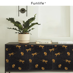 《AnimalFarm》复古豹子家具，翻新贴纸自粘柜子，移门装饰遮丑墙纸