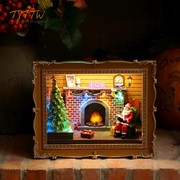 耶诞节装饰发光旋转耶诞树音乐盒相框摆台摆件节日送礼橱窗摆件